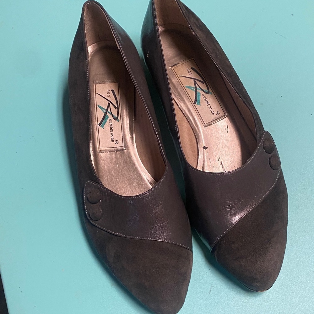 Vintage Ros Hommerson Dark Brown Leather Pumps 9.5W Office Career
